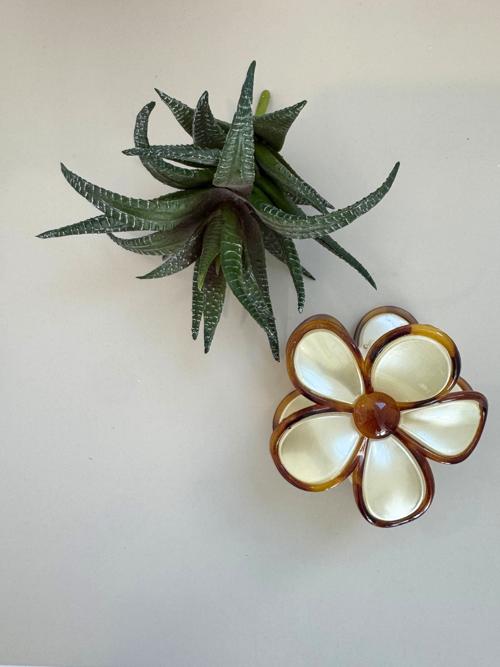 Gold Floral Flower Hair Claw Clip