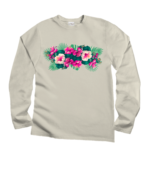 Pacific In Bloom - Coconut Dyed Long Sleeve Crewneck T-Shirt