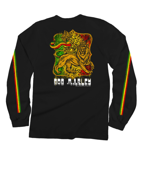 Bob Marley Lion Of Judah - Black Long Sleeve Crewneck T-Shirt