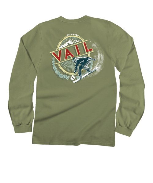 Vail Resort Snowboards - Hemp Dyed Long Sleeve Crewneck T-Shirt