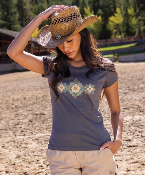 Blossom Quilt - Graphite Short Sleeve Pima T-Shirt