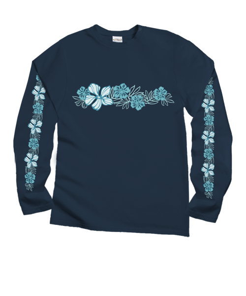 Pua Lani Band - Navy Long Sleeve Crewneck T-Shirt