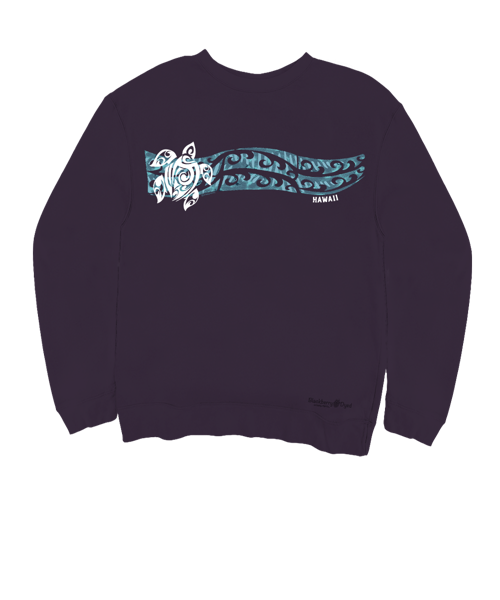 Honu Wave Tattoo - Blackberry Dyed Long Sleeve Sweatshirt