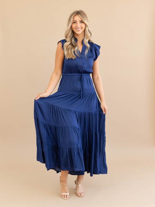 PINCH Satin Tiered Detail Maxi Dress