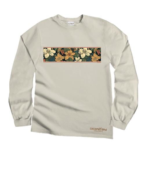 Masculine Floral Band - Coconut Dyed Long Sleeve Crewneck T-Shirt