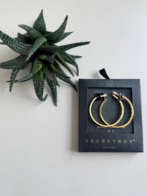 Gold Dipped CZ Baguette Hoops