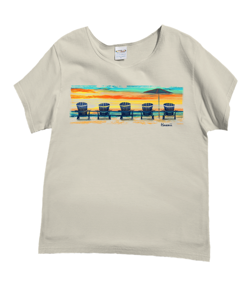 Sunset Chairs - Coconut Dyed Short Sleeve Scoop Neck T-Shirt
