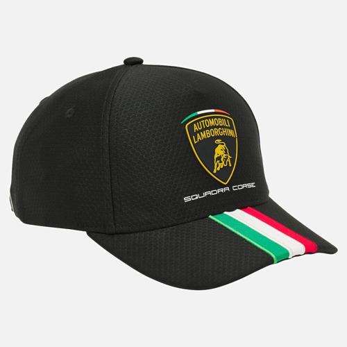 Automobili Lamborghini Squadra Corse Kids Tri-Color Italian Flag Hat - Youth Black