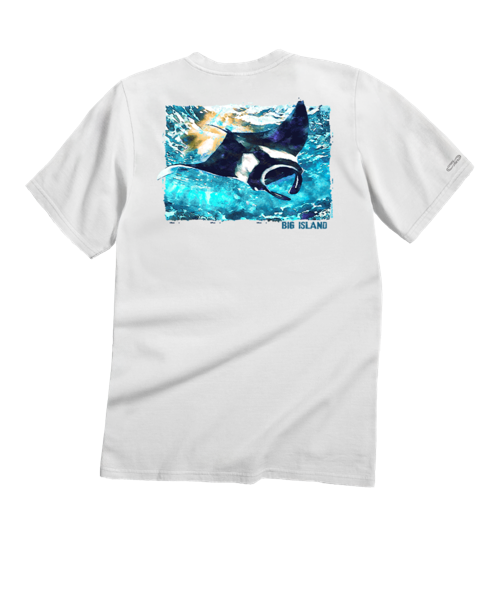 Manta Watercolor - White Short Sleeve Crewneck T-Shirt