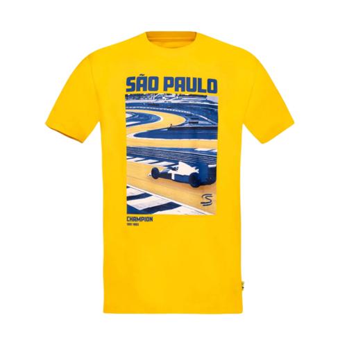 Ayrton Senna F1 Sao Paulo Circuit Graphic T-Shirt - Yellow