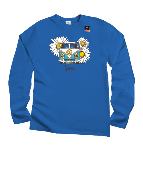 Volkswagen Be Happy - Blue Hawaii Dyed Long Sleeve Crewneck T-Shirt