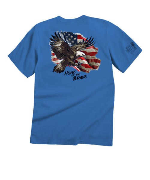 Brave Eagle Flag - Blue Hawaii Dyed Short Sleeve Crewneck T-Shirt