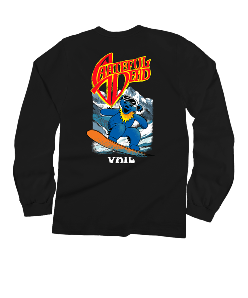 Grateful Dead Snow Bear - Black Long Sleeve Crewneck T-Shirt