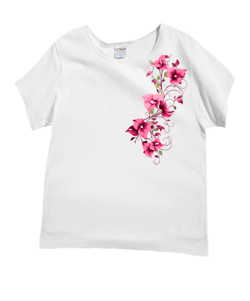 Bougainvillea Vines - White Short Sleeve Scoop Neck T-Shirt