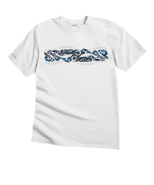 Tribal Mano Stripe - White Short Sleeve Crewneck T-Shirt