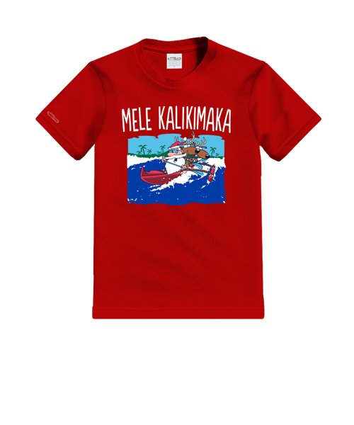 Canoe Surfing Santa - Red Short Sleeve Crewneck T-Shirt