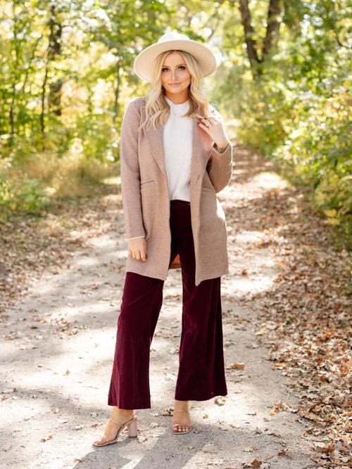 KUT Dark Plum Meg Raw Edge Cord