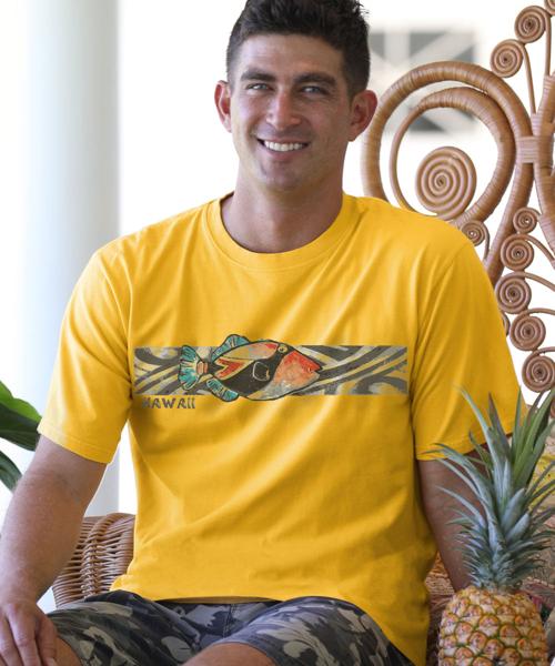 Humu Tribal Stripe - Pineapple Dyed Short Sleeve Crewneck T-Shirt