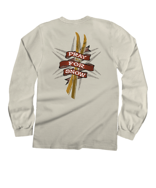Pray For Snow Ski - Coconut Dyed Long Sleeve Crewneck T-Shirt