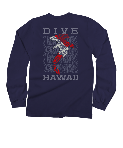 Tribal Mano Dive Flag - Grape Dyed Long Sleeve Crewneck T-Shirt