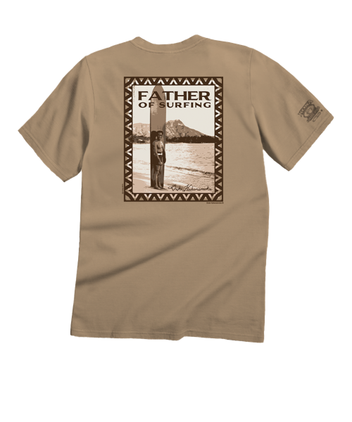 Duke Kahanamoku Father Of Surfing - Kona Coffee Dyed Short Sleeve Crewneck T-Shirt