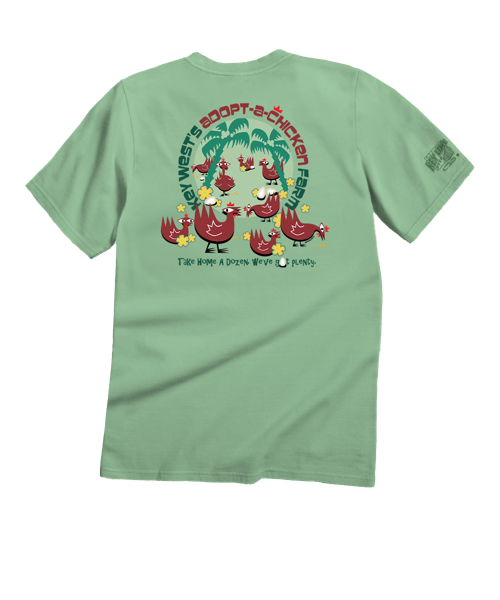 Adopt A Key West Chicken - Key Lime Dyed Short Sleeve Crewneck T-Shirt