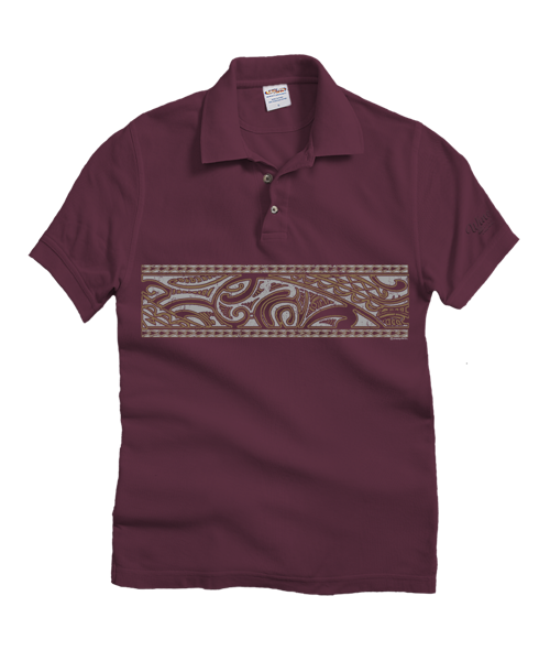 Island Tribal Band - Wine Dyed Short Sleeve Oceanfront Polo Shirt