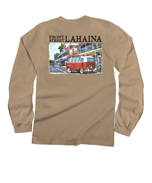 Volkswagen Van Lahaina - Kona Coffee Dyed Long Sleeve Crewneck T-Shirt