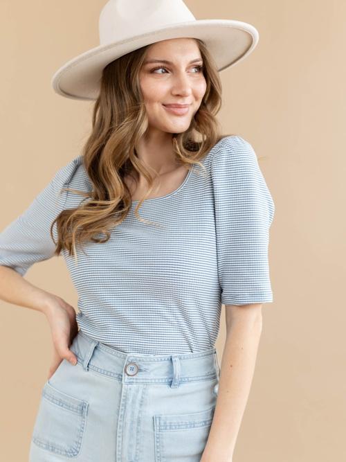 Soft Striped Square Neck Top