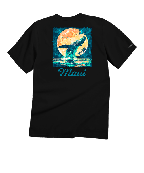 Moonlight Whale - Black Short Sleeve Crewneck T-Shirt