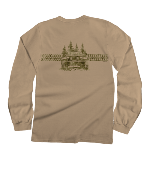 Jeep Jeep Pines - Kona Coffee Dyed Long Sleeve Crewneck T-Shirt