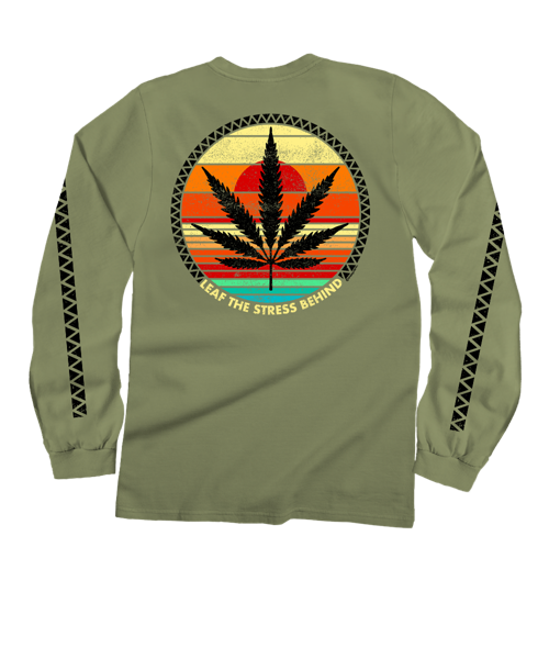 Leaf The Stress Behind - Hemp Dyed Long Sleeve Crewneck T-Shirt