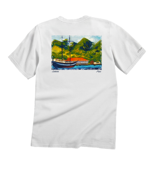 Painted Lahaina - White Short Sleeve Crewneck T-Shirt