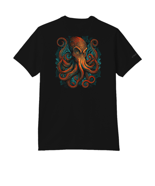 Tribal Octopus - Jet Black Short Sleeve Pima T-Shirt