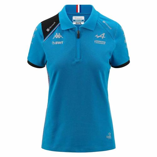 Alpine Racing F1 Women's Team Polo Shirt- Black/White/Blue
