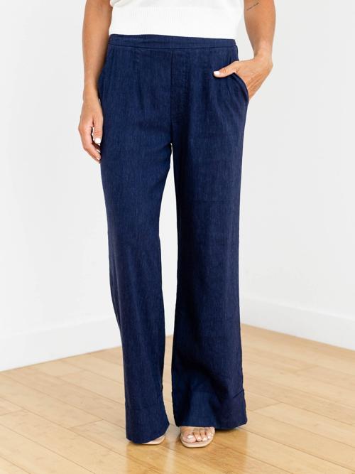 KUT Ink Blue Meg High Rise Wide Leg