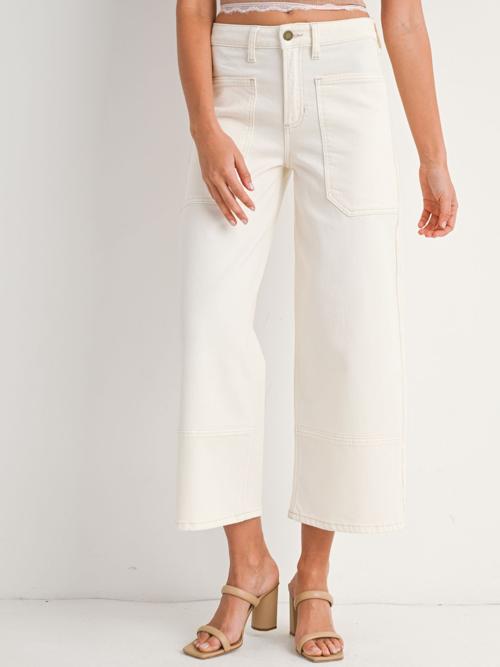 Just Black Off White High Rise Cropped Wide Leg
