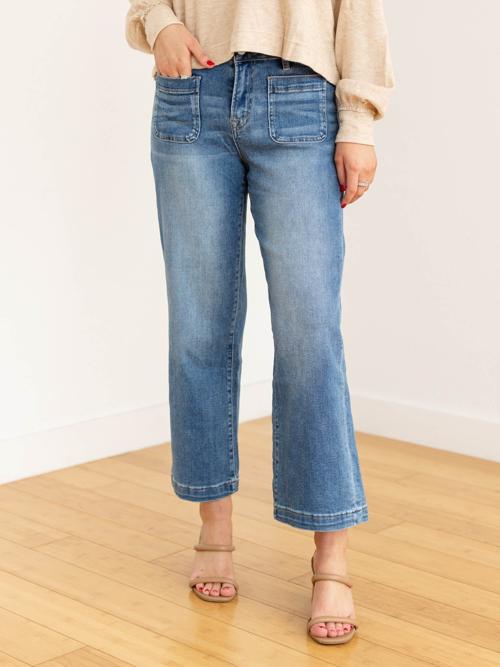 MICA Crew Blue High Rise Crop Wide Leg