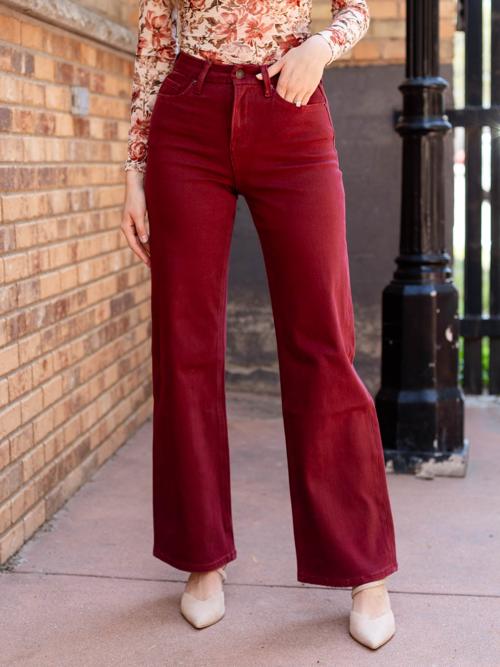MICA Deep Burgundy High Rise Wide Leg