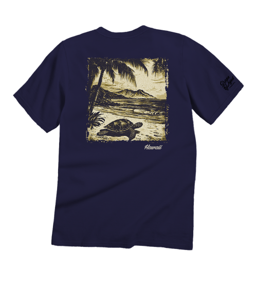 Island Retro Honu Scenic - Grape Dyed Short Sleeve Crewneck T-Shirt