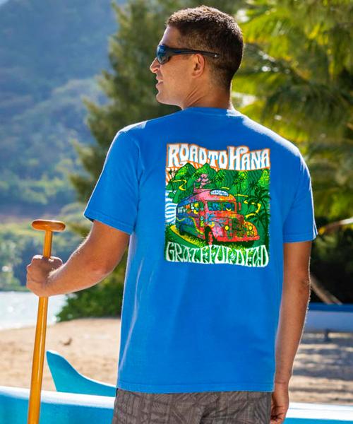 Grateful Dead Bears On The Road - Blue Hawaii Dyed Short Sleeve Crewneck T-Shirt