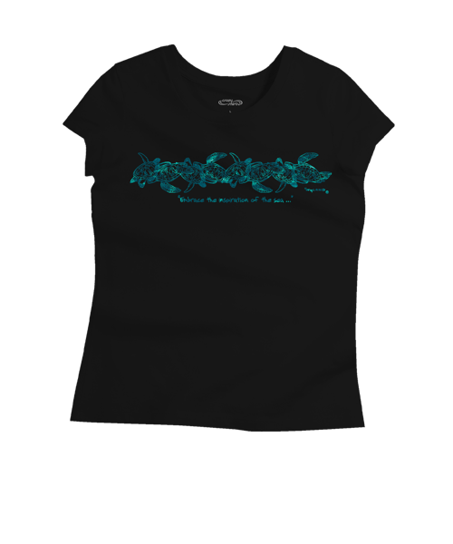 Wyland® Sea Turtle Band - Jet Black Short Sleeve Pima T-Shirt