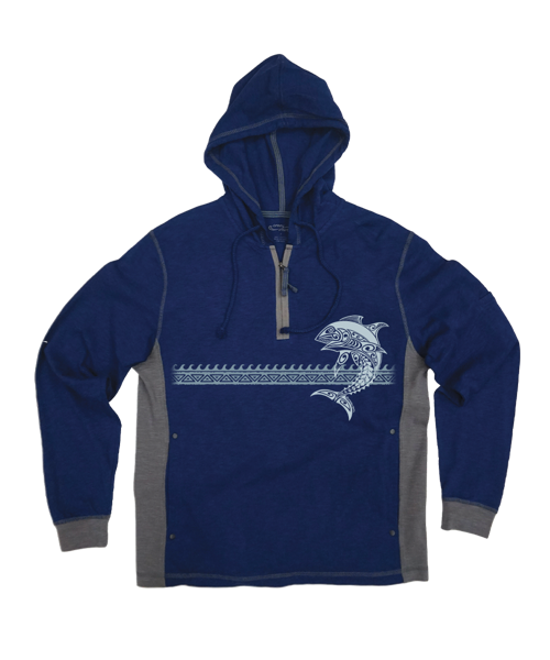 Tribal Tuna Band - Midnight/Gray Long Sleeve Longboard Hooded Tee