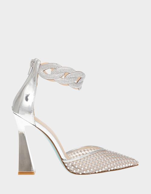 JAD SILVER Rhinestone Bridal Heels Women s Heels Betsey Johnson