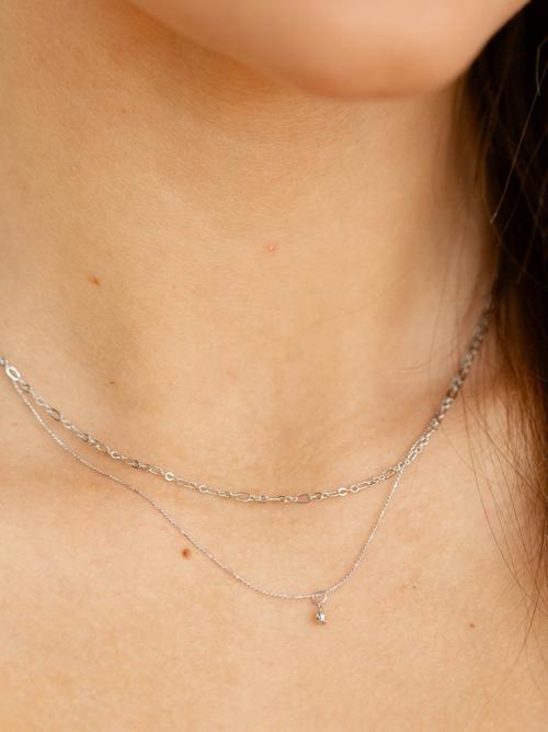 Glass Gem Bead Dainty Layered Necklace