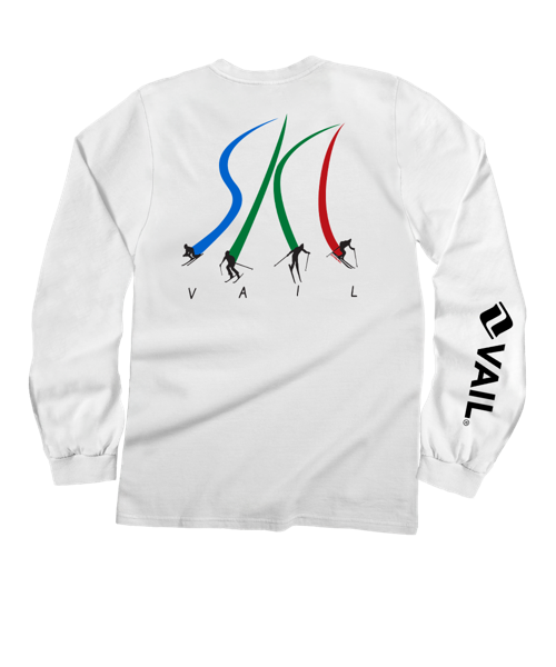 Vail Resort Ultimate Ski - White Long Sleeve Crewneck T-Shirt