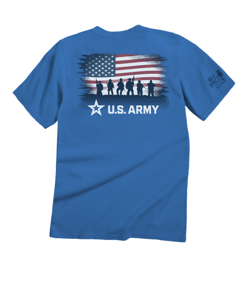 US Army Soldier Flag - Blue Hawaii Dyed Short Sleeve Crewneck T-Shirt