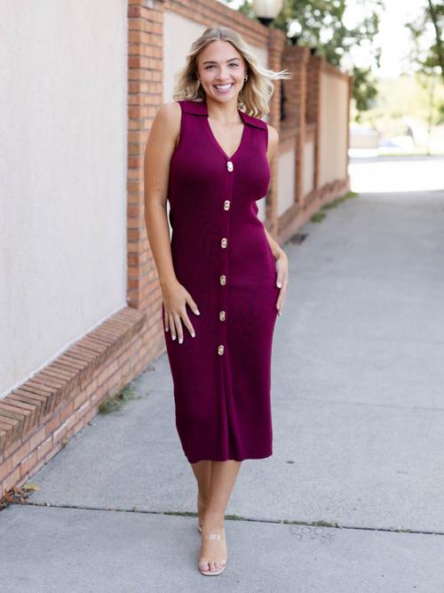 Skies Are Blue Gold Twist Midi Dress