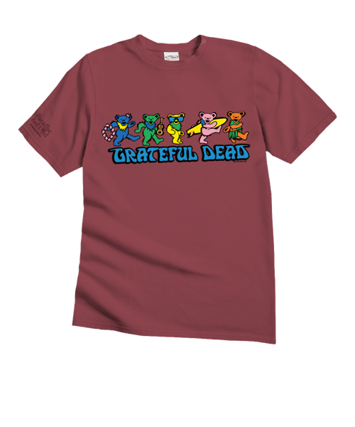 Grateful Dead Hula Bears - Paradise Red Dyed Short Sleeve Crewneck T-Shirt