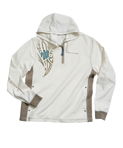 Honu Mana - Natural/Gray Long Sleeve Longboard Hooded Tee